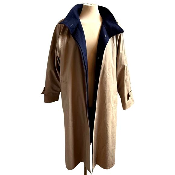 VTG 80s London Fog Trench Coat Womens sz 14 P Khaki Lined Preppy Classic - Picture 9 of 9